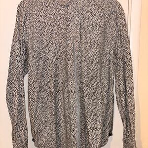 Casual Brown and Black Button Down Shirt Relaxed Fit